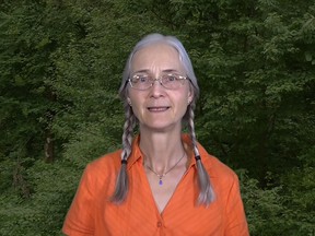 Monika Schaefer is shown in a 2016 YouTube video denying the Holocaust.