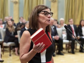 Filomena Tassi is sworn in as Minister of Seniors during a ceremony at Rideau Hall in Ottawa on Wednesday, July 18, 2018.