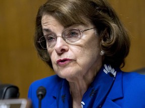 FILE - In this May 16, 2018 file photo Sen. Dianne Feinstein, D-Calif asks questions during a hearing of the Senate Judiciary Committee on Capitol Hill in Washington. Feinstein is tapping into her political rolodex to convince California Democratic Party leaders to not formally endorse a candidate in her race against fellow Democrat Kevin de Leon. She says it's to avoid an intraparty fight, but her effort if successful will thwart her longshot rival's very real change at capturing the party nod when the committee votes Saturday, July 14, 2018.