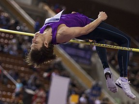 FILE - In this Sunday, Feb. 5, 2017 file photo, high jumper Ivan Ukhov competes at the Russian Winter national athletics meet in Moscow, Russia. Some of Russia's best known track and field athletes are facing doping cases, including former Olympic high jump champion Ivan Ukhov. The Athletics Integrity Unit, which oversees anti-doping cases in track and field, has released on Friday, July 20, 2018 details of 109 cases from around the world in a new transparency drive.