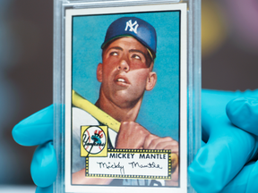 This pristine 1952 Topps Mickey Mantle card is one of three known to still be in existence.
