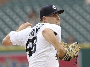 Detroit Tigers starting pitcher Matthew Boyd throws during the first inning of the team's baseball game against the Texas Rangers, Thursday, July 5, 2018, in Detroit.