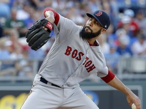 Boston Red Sox starting pitcher David Price throws during the second inning of the team's baseball game against the Kansas City Royals on Saturday, July 7, 2018, in Kansas City, Mo.