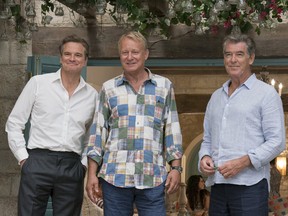 Colin Firth, from left, Stellan Skarsgard and Pierce Brosnan.