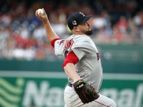 Boston Red Sox starting pitcher Brian Johnson throws during the second inning of an interleague baseball game against the Washington Nationals at Nationals Park Tuesday, July 3, 2018, in Washington.
