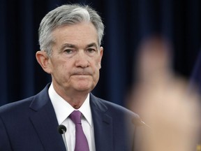 FILE- In this June 13, 2018, file photo Federal Reserve Chair Jerome Powell speaks during a news conference after the Federal Open Market Committee meeting in Washington. On Tuesday, July 17, Powell is scheduled to testify to the Senate Banking Committee on his semiannual monetary policy report to Congress.