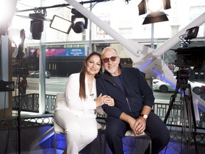 In this July 9, 2018 photo, Gloria and Emilio Estefan pose for a portrait at BiteSize Studio in Los Angeles to promote their touring musical "On Your Feet!."