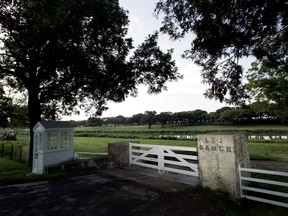 FILE - This July 11, 2007, file photo, shows an entrance to the LBJ Ranch at the Lyndon B. Johnson Ranch in Stonewall, Texas. The LBJ Ranch is where Johnson was born, lived and died. It influenced his views on poverty and inequality. It served as the Texas White House.