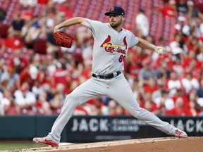 St. Louis Cardinals starting pitcher Austin Gomber throws during the first inning of the team's baseball game against the Cincinnati Reds, Tuesday, July 24, 2018, in Cincinnati.