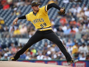 Pittsburgh Pirates starting pitcher Joe Musgrove delivers in the first inning of a baseball game against the New York Mets in Pittsburgh, Sunday, July 29, 2018.