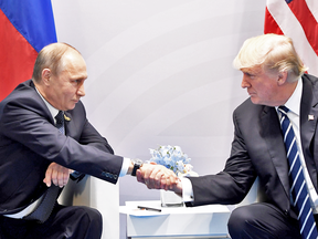 Vladimir Putin and Donald Trump in July 2017.