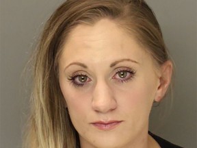 This 2017 photo provided by the Bucks County District Attorney's Office in Doylestown, Pa., shows Samantha Jones. Prosecutors say The Pennsylvania mother killed her 11-week-old son with a lethal mix of drugs in her breastmilk.