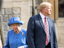 Did Donald Trump just WALK IN FRONT OF THE QUEEN?!?!?!