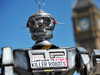 A mock robot in central London in 2013, during the launching of the Campaign to Stop Killer Robots, which calls for the ban of lethal robot weapons that would be able to select and attack targets without any human intervention.
