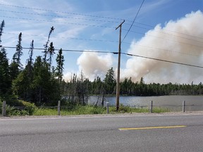 On July 8, 2018, OPP North East posted this photo on Twitter of the smoke in the location of the evacuation due to forest fire in Temagami, Ont.