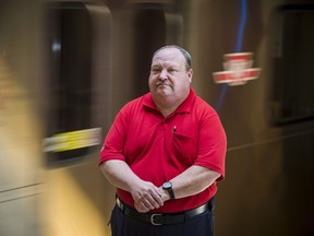 Kevin Freeman, a volunteer with the TTC's peer support program, poses for a photo at Wilson Station in Toronto on Thursday, July 5, 2018. Hope has emerged from the darkness of death on the subway tracks in Toronto. More than 70 Toronto Transit Commission workers volunteer their time to give a listening ear to those who've experienced trauma on the job, from the perspective of a colleague who's lived through a traumatic event themselves.