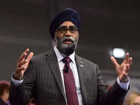 Minister of National Defence Minister Harjit Singh Sajjan takes part in a NATO Engages Armchair Discussion at the NATO Summit in Brussels, Belgium on Wednesday, July 11, 2018.