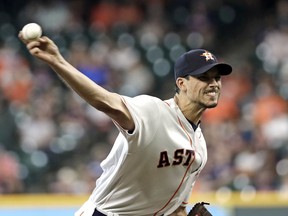 Houston Astros starting pitcher Charlie Morton throws against the Oakland Athletics during the first inning of a baseball game Thursday, July 12, 2018, in Houston.
