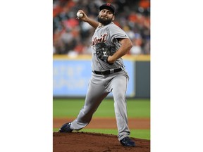 Detroit Tigers starting pitcher Michael Fulmer delivers during the first inning of the team's baseball game against the Houston Astros, Saturday, July 14, 2018, in Houston.