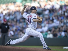 Seattle Mariners starter Wade LeBlanc delivers a pitch during the first inning of the team's baseball game against the Los Angeles Angels, Tuesday, July 3, 2018, in Seattle.