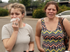 Sherry Bledsoe, left, cries next to her sister, Carla, outside of the sheriff’s office after hearing news that Sherry’s children, James and Emily, and grandmother, Melody Bledsoe, were killed in a wildfire Saturday, July 28, 2018, in Redding, Calif.