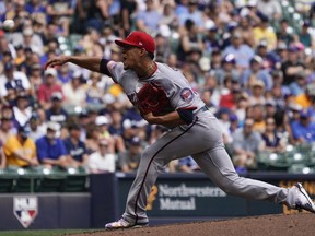 Minnesota Twins starting pitcher Jose Berrios throws during the first inning of a baseball game against the Milwaukee Brewers Wednesday, July 4, 2018, in Milwaukee.