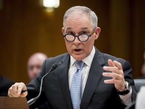 FILE - In this May 16, 2018, file photo, Environmental Protection Agency Administrator Scott Pruitt testifies on Capitol Hill in Washington. President Donald  President Trump tweeted Thursday, July 5, he has accepted resignation of Pruitt.