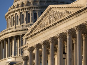 FILE - In this Jan. 25, 2017, file photo, the Capitol in Washington at sunrise. Democrats hoping to use health care as an issue in the midterm elections will have to decide how they'll do it. One strain that's popular with liberals, pushing for government-financed health care, is causing a tactical divide.