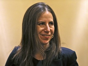 Sigal P. Mandelker, the undersecretary for terrorism and financial intelligence at the U.S. Treasury, talks to journalists at a press briefing in Dubai, United Arab Emirates, Thursday, July 12, 2018. A top U.S. official focused on sanctions on Iran linked American financial pressure on Tehran with the ongoing economic protests roiling the Islamic Republic.