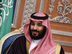 Saudi Crown Prince Mohammed bin Salman attends a meeting with Lebanon's Christian Maronite patriarch on November 14, 2017, in Riyadh.