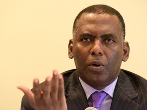 Mauritanian politician and advocate for the abolition of slavery Biram Dah Abeid gestures during a press conference in Dakar on September 29, 2016.