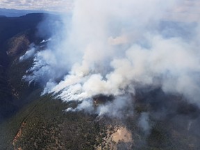 An aerial view of the Placer Mountain wildfire on July 21, 2018.