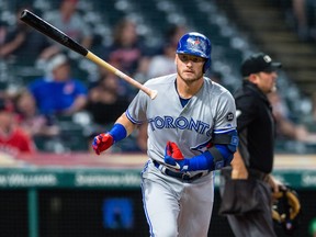 In this May 3 file photo, Toronto Blue Jays third baseman Josh Donaldson tosses his bat after homering against Cleveland.