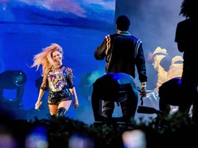 Beyonce performs with Jay-Z at the Coachella Music and Arts Festival in Indio, California, April 14, 2018.