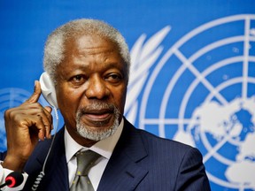 In this file photo taken on June 22, 2012 Arab League Special Envoy for Syria, Kofi Annan, listens to the media questions during a press conference at the United Nations Office in Geneva.