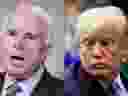 This combination of file pictures created on August 24, 2018 shows US Senator John McCain and US President Donald Trump. 