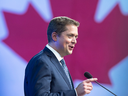 Conservative Party of Canada leader Andrew Scheer speaks at the party's national policy convention in Halifax on Aug. 24, 2018.