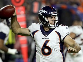 Denver Broncos quarterback Chad Kelly passes against the Denver Broncos during the first half of a preseason NFL football game Thursday, Aug. 30, 2018, in Glendale, Ariz.