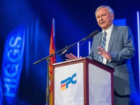 New Brunswick Progressive Conservative Leader Blaine Higgs speaks at his official nomination in Quispamsis, N.B., on Monday, Aug. 27, 2018