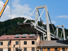 A view of the collapsed Morandi highway bridge, in Genoa, Italy, Aug. 17, 2018.