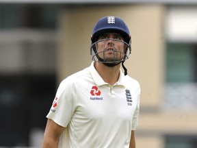England's Alastair Cook leaves the field after being dismissed during the fourth day of the third cricket test match between England and India at Trent Bridge in Nottingham, England, Tuesday, Aug. 21, 2018.