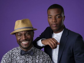 Taye Diggs, left, and Daniel Ezra, cast members in the CW series "All American," pose together for a portrait during the 2018 Television Critics Association Summer Press Tour, Monday, Aug. 6, 2018, in Beverly Hills, Calif.