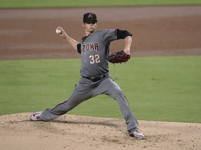 Arizona Diamondbacks starting pitcher Clay Buchholz works against a San Diego Padres batter during the first inning of a baseball game Thursday, Aug. 16, 2018, in San Diego.