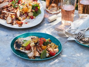 Grilled chicken with summer succotash