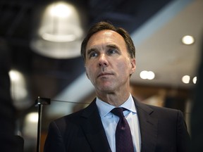 Finance Minister Bill Morneau speaks to business leaders at Paramount Fine Foods in Mississauga, Ont., on Tuesday, August 7, 2018.