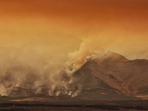 A large wild fire continues to burn in Waterton Lakes National Park, Alberta, on September 12, 2017. Parks Canada has issued an evacuation alert for all of Waterton Lakes National Park in southern Alberta.A department release says a wildfire that started south of Waterton in the Boundary Creek valley is burning out of control and poses potential danger to life and health.