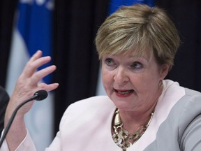 Quebec Auditor General Guylaine Leclerc tables a report on transport, Wednesday, June 14, 2017 at the legislature in Quebec City.