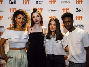 TIFF's "Rising Stars" Jess Salgueiro, left to right, Michaela Kurimsky, Devery Jacobs and Lamar Johnson are photographed at TIFF's 2018 Canadian Press Conference, in Toronto on Wednesday, August 1, 2018. The Rising Stars of this year's Toronto International Film Festival say they're coming up at an exciting time in Canadian cinema.