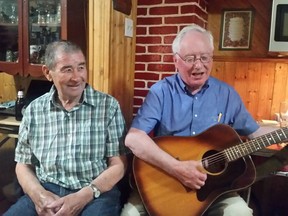 Aidan O'Hara (right) performs with Gerald Campbell in a July 31, 2018 handout photo.