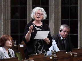 NDP MP Linda Duncan rises during Question Period in the House of Commons on Parliament Hill in Ottawa on Friday, June 1, 2018. Alberta's lone NDP member of Parliament is calling it quits. Linda Duncan has announced on social media that she will not run in next year's general election.